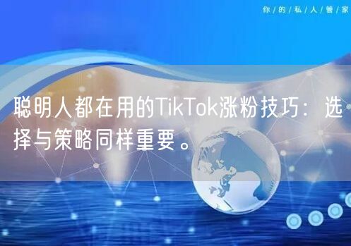 聪明人都在用的TikTok涨粉技巧：选择与策略同样重要。