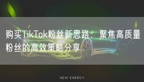 购买TikTok粉丝新思路：聚焦高质量粉丝的高效策略分享
