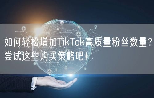 如何轻松增加TikTok高质量粉丝数量？尝试这些购买策略吧！