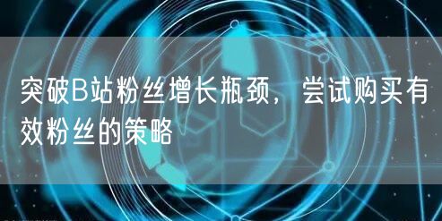 突破B站粉丝增长瓶颈，尝试购买有效粉丝的策略