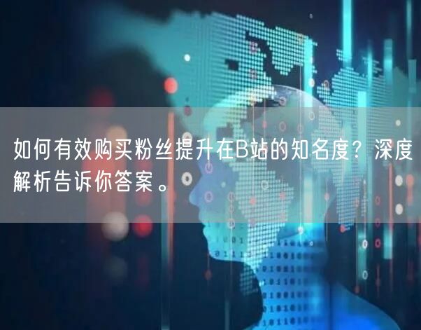 如何有效购买粉丝提升在B站的知名度？深度解析告诉你答案。