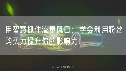 用智慧抓住流量风口：学会利用粉丝购买力提升你的影响力！