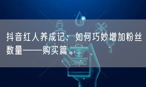 抖音红人养成记：如何巧妙增加粉丝数量——购买篇。