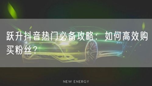 跃升抖音热门必备攻略：如何高效购买粉丝？