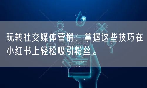 玩转社交媒体营销：掌握这些技巧在小红书上轻松吸引粉丝。