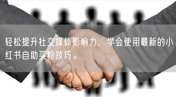 轻松提升社交媒体影响力，学会使用最新的小红书自助买粉技巧。