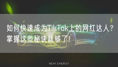 如何快速成为TikTok上的网红达人？掌握这些秘诀就够了！